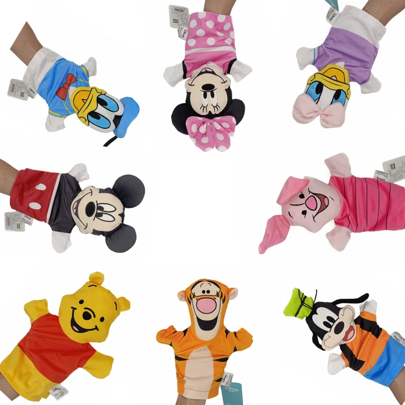 Disney Handpuppe Mickey Minnie Donald Gänseblümchen Ente Plüsch niedlichen Anime Pluto Puppen Geschichte pädagogische Babys pielzeug Kinder Geschenke