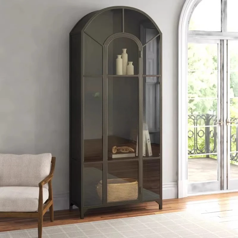 New modern fashion furniture  light luxury simple bookcase living room glass door display vintage wine cabinet