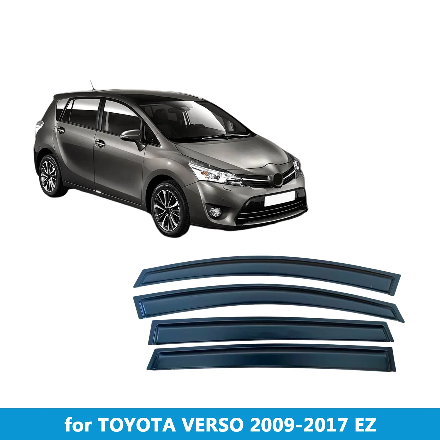 

Window Visor for TOYOTA VERSO 2009-2017 EZ Rain Guard Side Vent Deflector Weathershield Outside-Mount Tape On