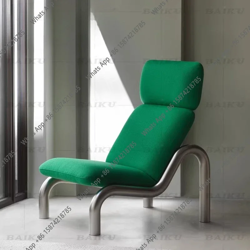 Modern minimalist living room curved tube lounge chair metal high back sofa model room designer single chair X