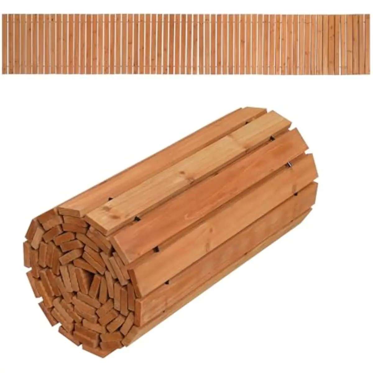 12FT Wooden Garden Pathway Roll Up Walkway 22 Inch Wide, Non Slip Outdoor Boardwalk with Stakes for Patio Backyard Wedding Beach