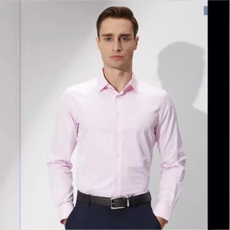 Men Slim Long Sleeves Men Business Cotton Shirt White Shirt