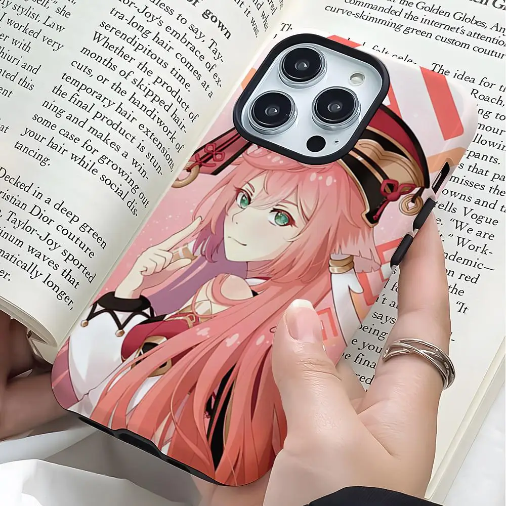 Чехол для телефона Genshin Impact Game для iPhone 16 e 15 14 Plus13 12 mini 11 Pro Max XR XS X глянцевый чехол-бампер 2 в 1