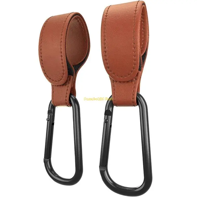 

WXTD Stroller Hooks Multifunctional Adjustable PU Leather Clip Your Hands to Hang Purse Shopping Diaper Bags