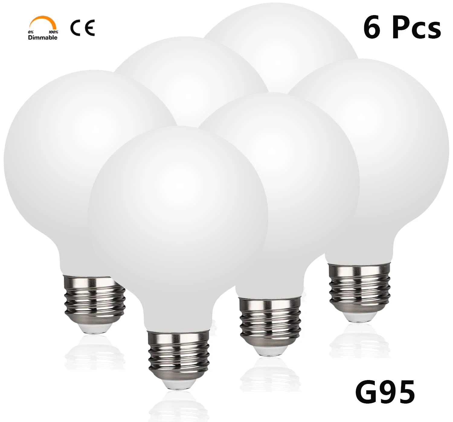 

6PCS E26 E27 7W Edison LED Dimmable Light Bulb G95 110V 220V Globe Ball Bulb Neutral Light Warm White LED Lamp Glass Bulb