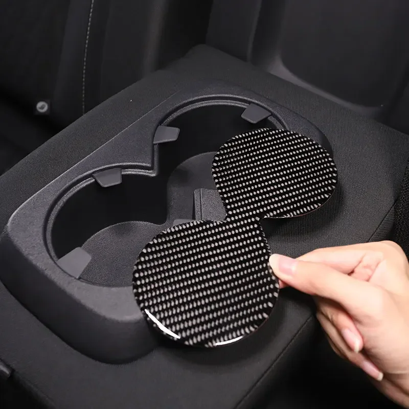 

For Nissan Titan 2016-2023 Soft Carbon Fiber Car Back Row Cup Holder Slot Pad Cover Trim Stickers Car Accessories