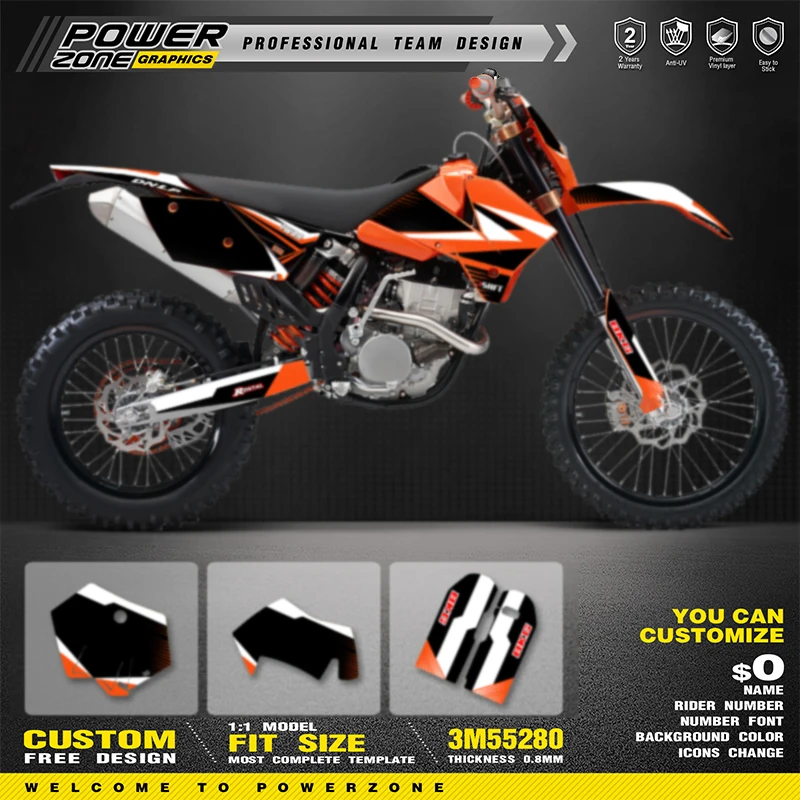 

PowerZone Custom Team Graphics Backgrounds Decal Stickers Kit For KTM 05-06 SXF 06-07 XCF XCW 05-07 EXC Enduro 125 to 500cc 26