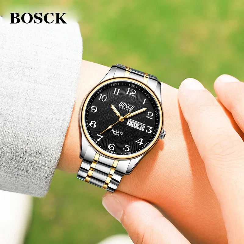 ساعة يد كوارتز فولاذية كاملة للرجال ، ساعة ذكر ، ساعات مقاومة للماء ، فاخرة ، عصرية ، تاريخ