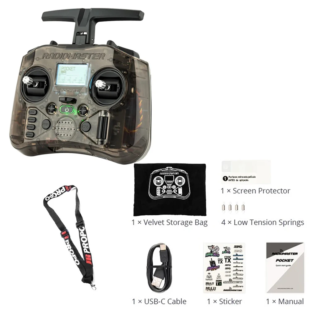 RADIOMASTER Pocket Radio Controller M2 FCC/LBT Hall Gimbal EdgeTX Sender ELRS CC2500 mit BAT RP1 Empfänger für FPV Drohne