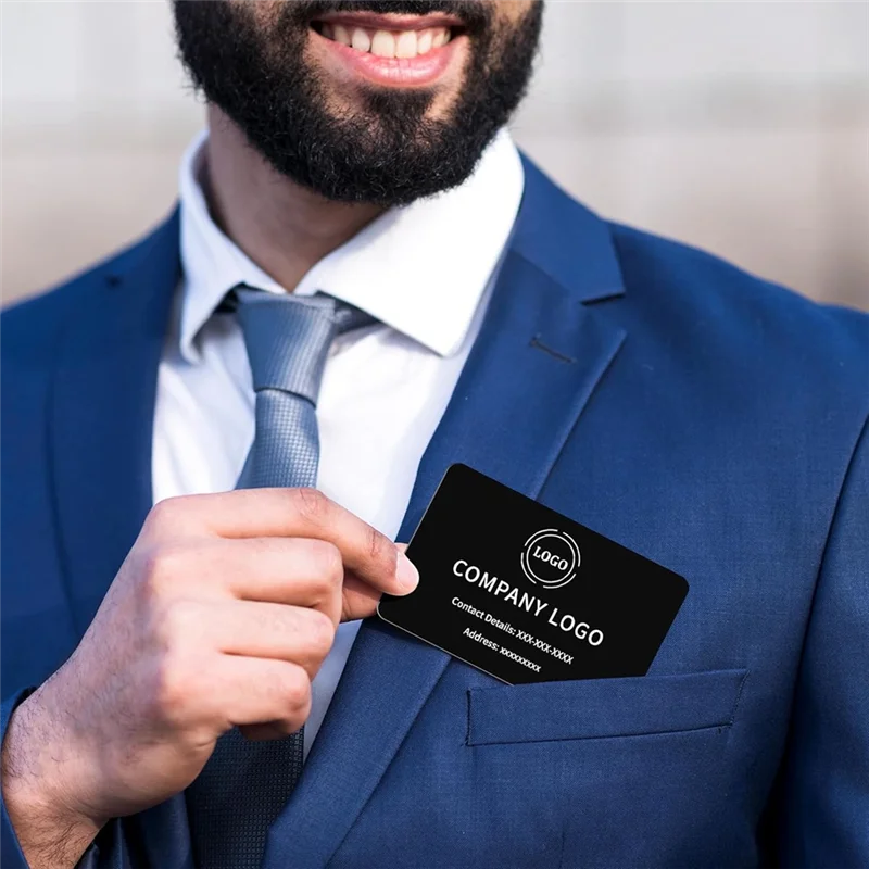 

A13E-50 Pcs Black Metal Business Cards 0.8 Mm Thickness Laser-Engraving Blanks Aluminium Cards For House Office