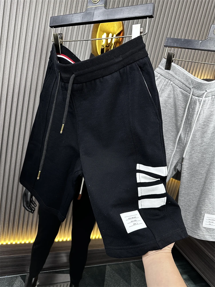 

Свободные мужские летние повседневные брюки Five-Quarter orts, эластичная поясная рабочая одежда, удобные дышащие спортивные штаны