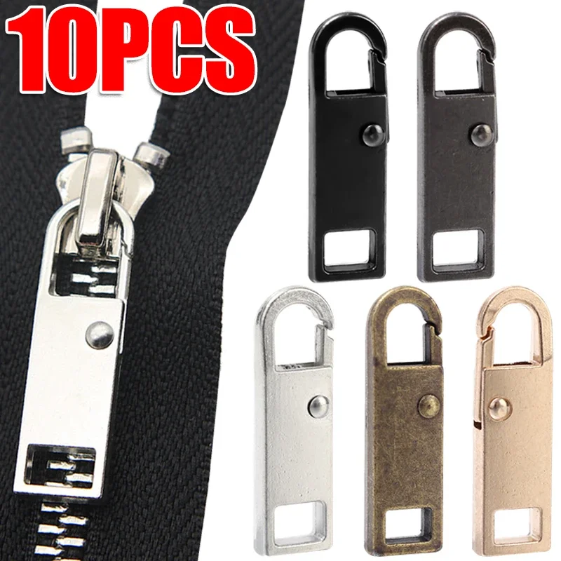5-10PCS Metal Zipper Slider Puller Repair Kit, Instant Fix Universal Detachable Replacement for Clothing, Luggage, Purses