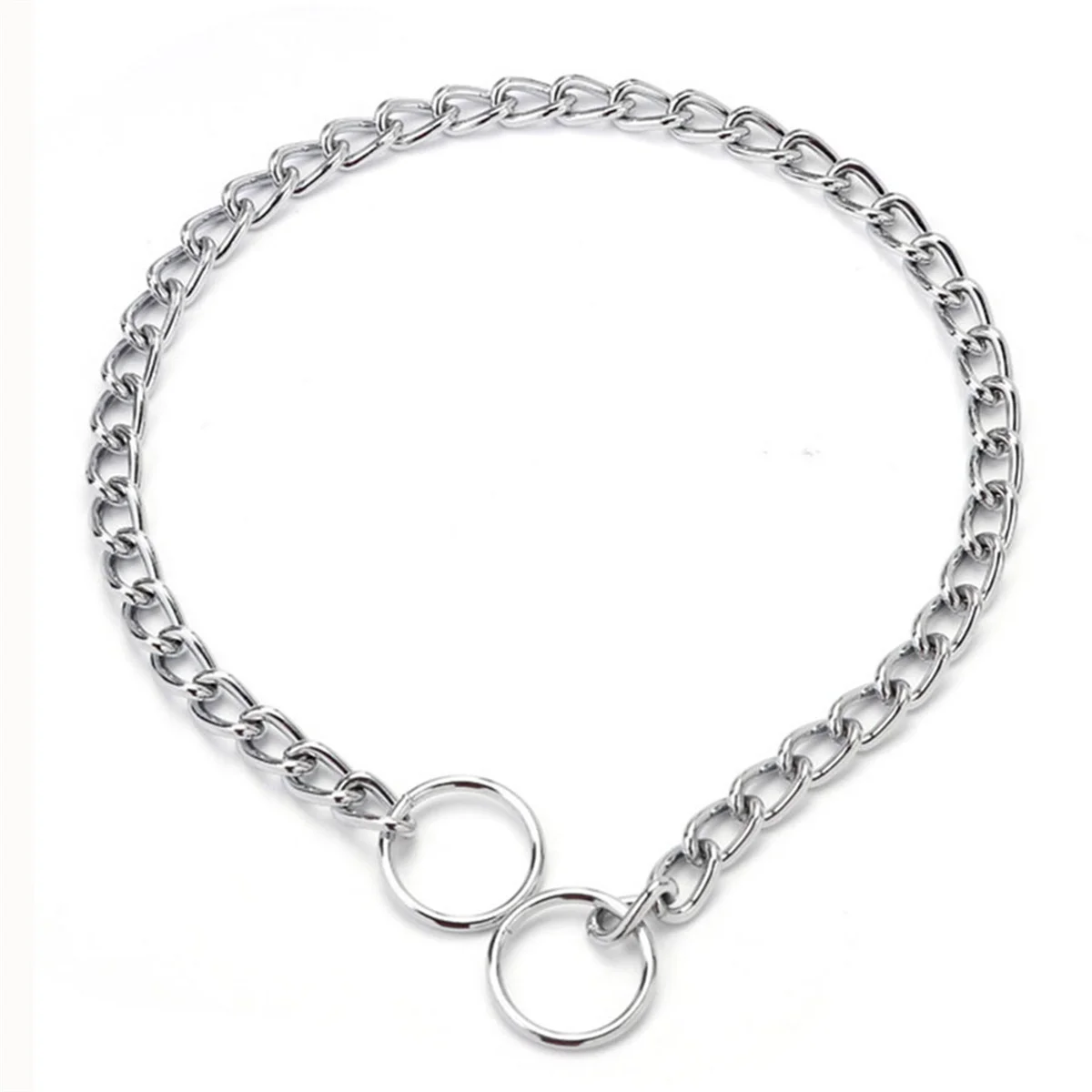 Metal Stainless Chain Dog Collar Silver Cuban Link Dog Slip Chain Choke Collar Steel Strong Slip Dog Collars for Pet