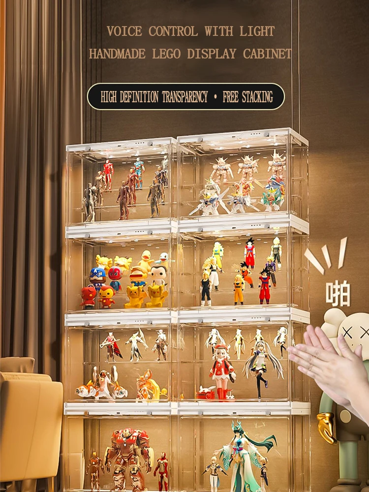 with Led Light Christmas Display Cabinet Storage Box Imitation Acrylic Transparent Ornaments Model Toy Display Display cases