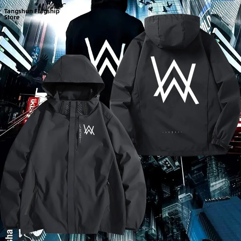

Куртка с капюшоном Alan Walker Music Loose Fit, ветрозащитная, из полиэстера, нейлона и композитного волокна, с длинными рукавами