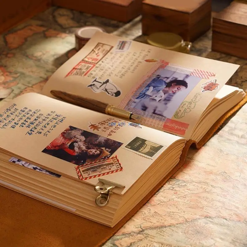 

41QA Retro Leather Notepad Handmade Sketchbook Gift for Students Adults Teacher