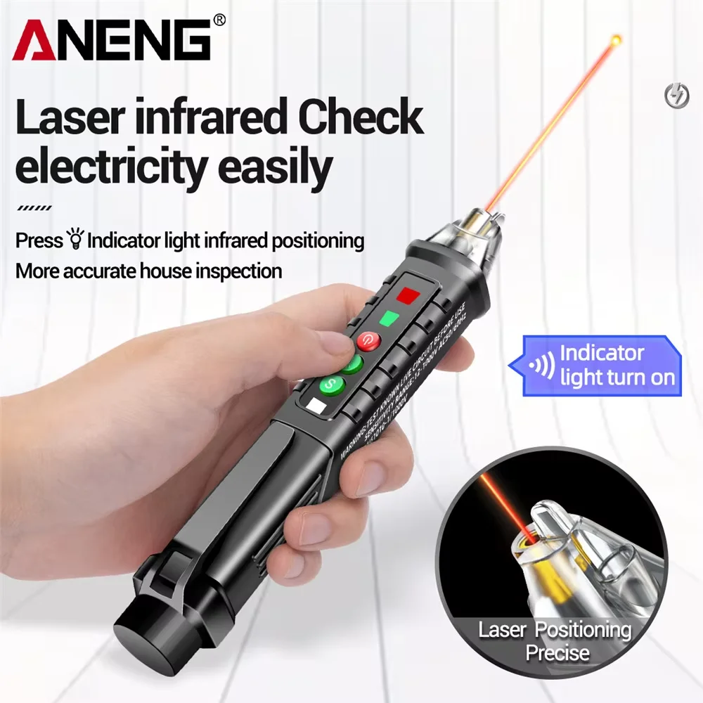 ANENG VD902 Voice Broadcast Non-Contact Voltage Tester Pen, 12-1000V Infrared Laser, Live/Neutral Wire Detector for Electricians