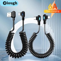 Elough 6A Short Spring Data Cable 90° Elbow USB C To Type C Fast Charging Cable For Samsung Xiaomi Redmi Huawei USB C Cable