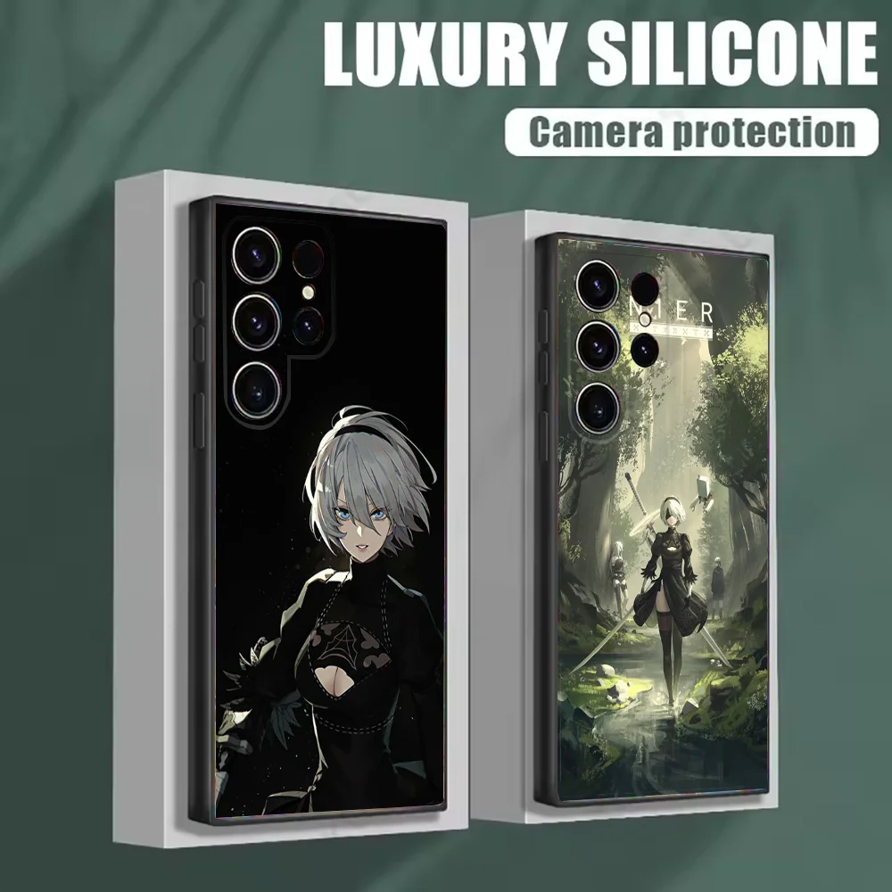 N-NieR A-Automata 2B Phone Case For Samsung S25,S24,S21,S22,S23,S30,Ultra,S20,Plus,Fe,Lite,Note,10 Black Soft Shell