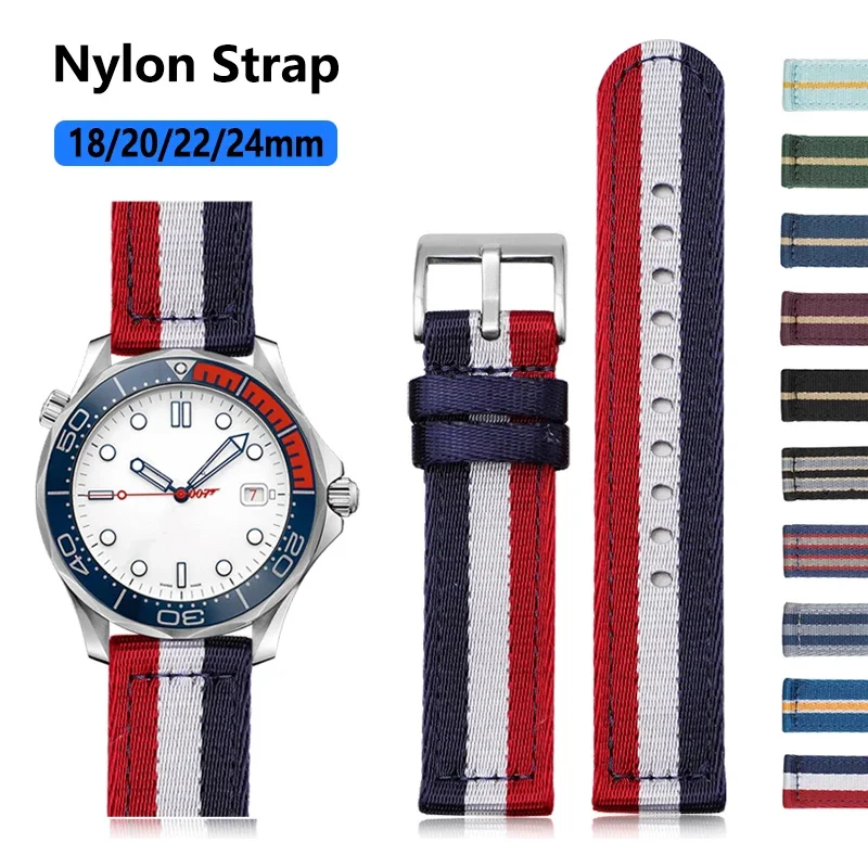 Nylon Watch band 18mm 20mm 22mm 24mm Woven Canvas watch strap for Seiko Quick Release Sport bracelet Men Watches Accessories