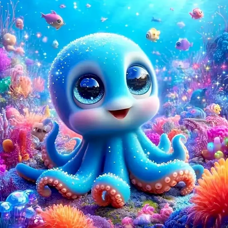 

GATYZTORY New Arrival Diamond Painting Octopus Animal Wall Decor DIY Embroidery Kits Mosaic Landscape Handmade Hobby