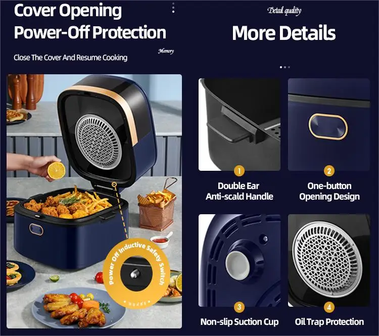 مقلاة هوائية للبيع بالجملة بدون مقلاة زيت موزع خالي من الزيت Freidora De Aire Digital 7.5l Freidora De Aire