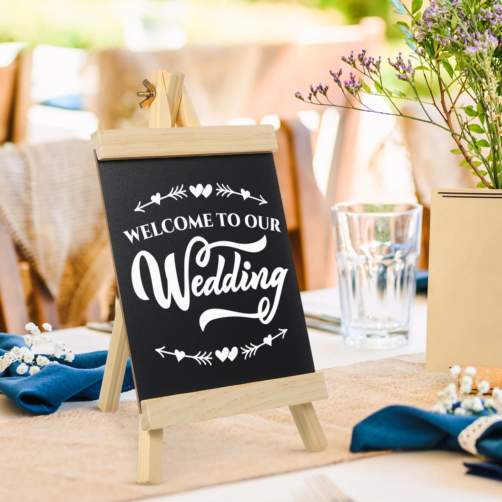 Freestanding Wooden Chalkboard Sign Large Message Board Decor Easy Wipe Standing Blackboard For Wedding Shower Menu Restaurant