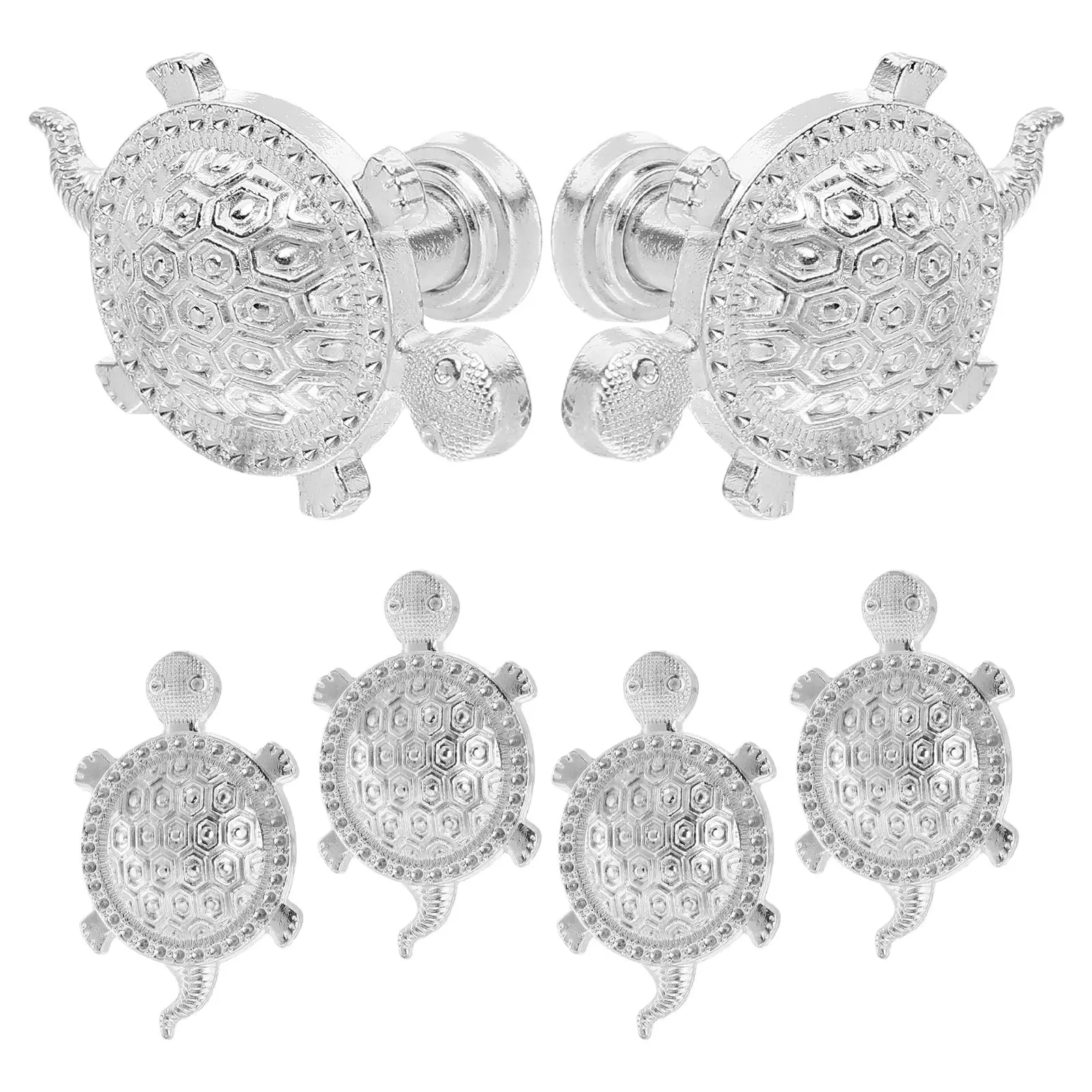 6Pcs Sea Turtle Cabinet Handles Zinc Alloy Ocean Theme Drawer Pulls for Bathroom Kitchen Dresser Coastal Animal Shape Nautical