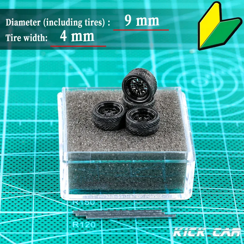 Chezhidao 1/64 ABS Wheels With Rubber Tyre Type E Modified Parts Diameter 10mm For Model Car Racing Vehicle Toy Hotwheels Tomica