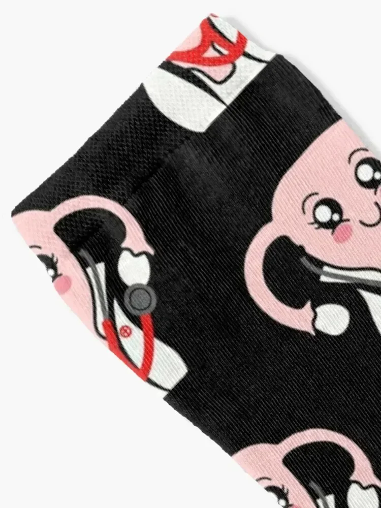 Gynecologist uterus with stethoscope red Socks designer brand compression Socks Women's Men's