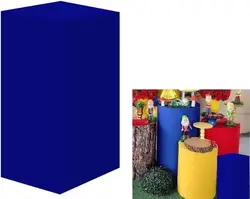 Dark Blue Square Pedestal Covers for Parties Decorations Cylinder Plinth Covers Tablecloth Baby Shower Birthday Party