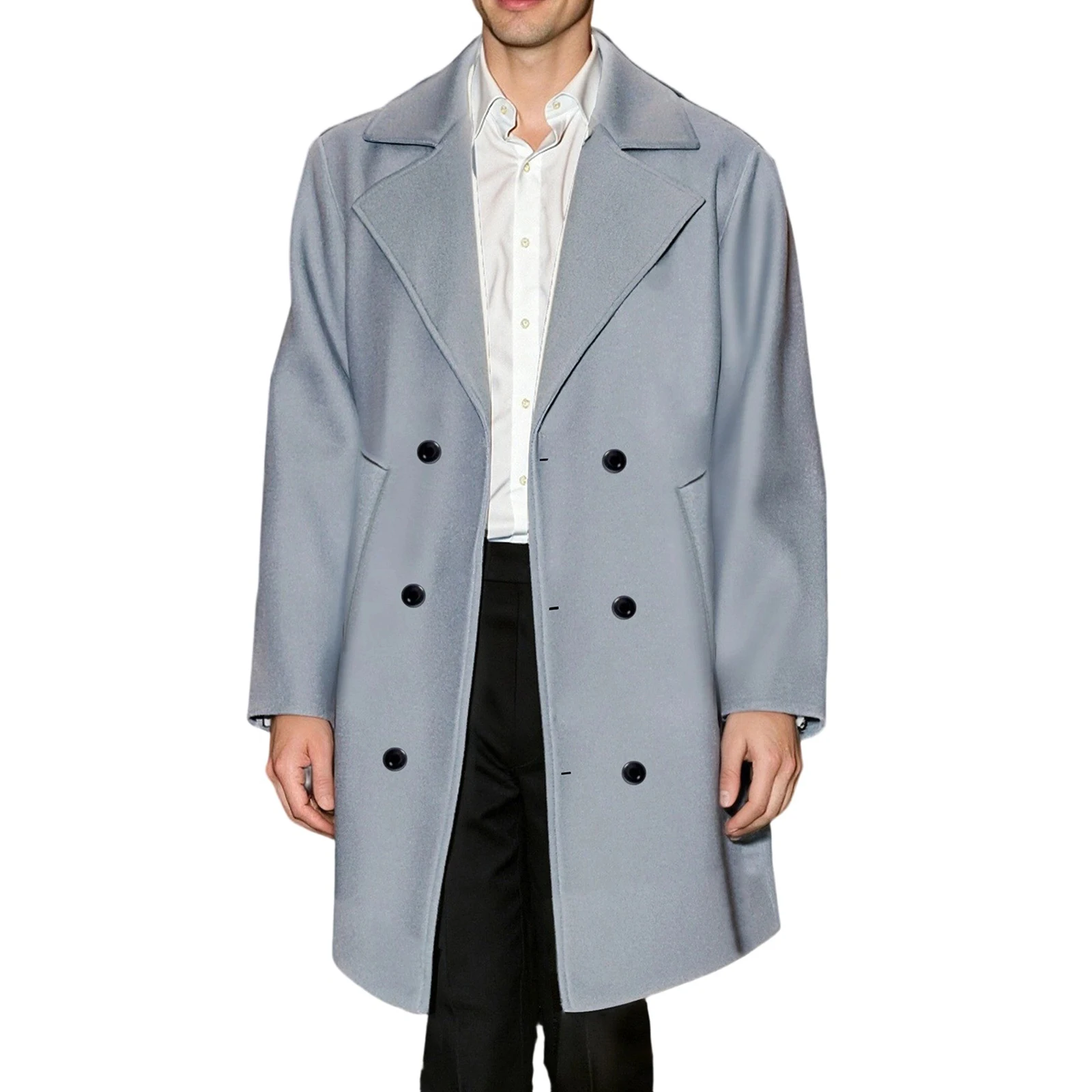 

Мужской плащ, деловой легкий роскошный двубортный ветровка, подходящий для повседневного использования и отдыха с карманом