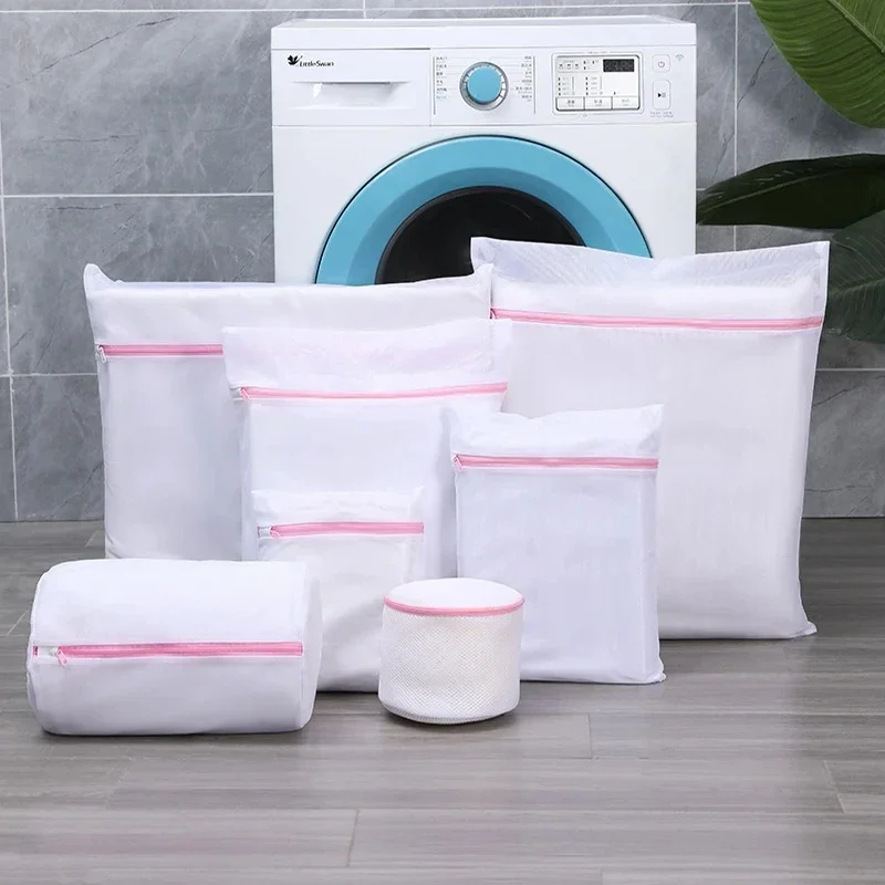 3Size Transparent Zippered Laundry Fine Mesh Pocket Reusable Sturdy for Washing Machine Laundry Protection Durable Mesh Clean
