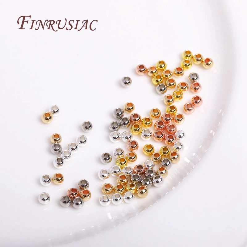 2/2,5/3/4/5/6MM Runde Nahtlose Perlen 14K Gold Überzogene Metall glatte Spacer Perlen Für Armband Hohe Qualität DIY Schmuck Zubehör – Detail 9
