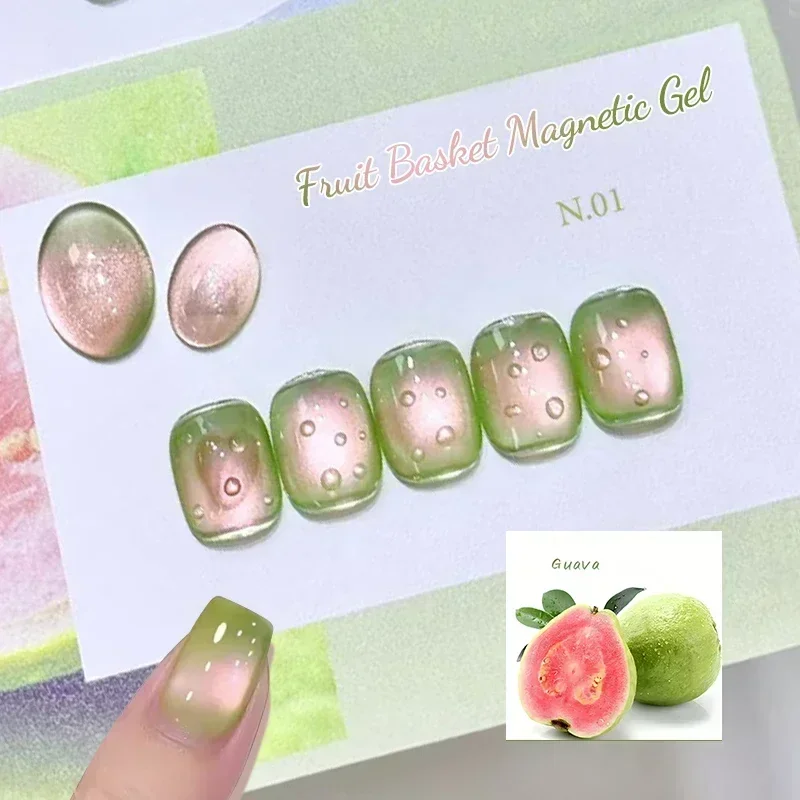 1pc Guava Katze Magnetische Gel Nagellack Mit Magnet Stick Set Sommer Obst Semi Permanent Soak Off UV Gel lack Nagel Liefert
