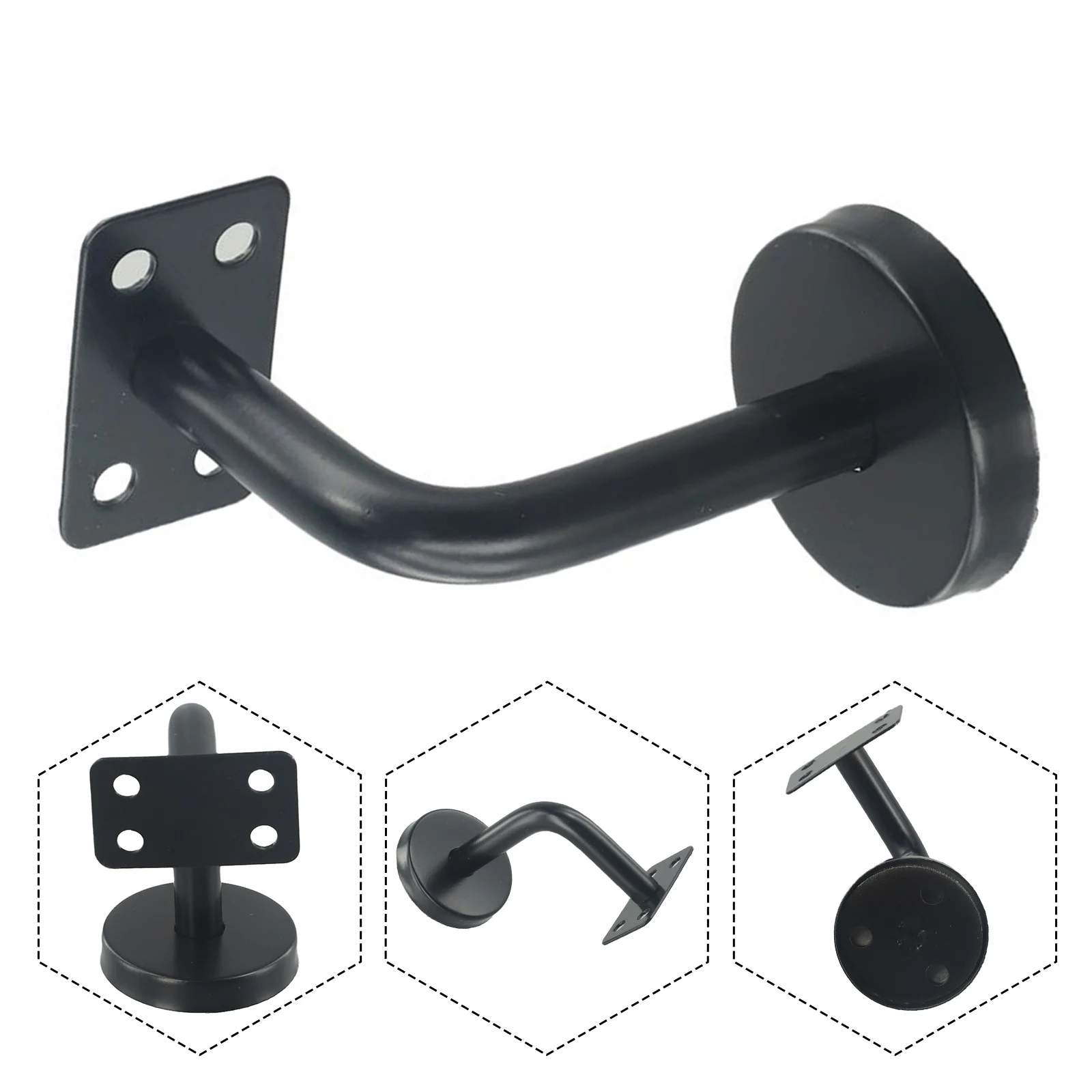 1 Pcs Black Stair Handrail Brackets Bannister Wall Support Hand Rail Balustrade Stainless Steel Home Replacement Parts