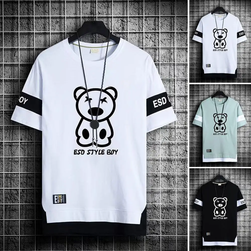 Summer Short Sleeves Harajuku Korea Fashion White Black T Shirt Streetwear Hip Hop Oversize T-shirt Mens Top Tees Tshirt Clothes