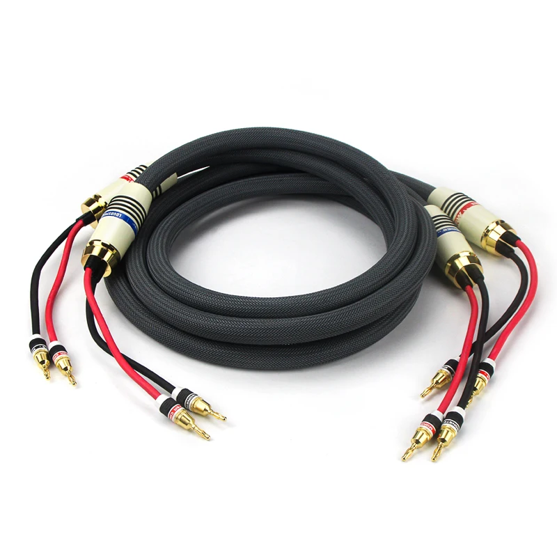 Brand New Monster High Purity OFC Copper Fever Speaker Cable Audio Cable 24K Gold Plated Banana Plug