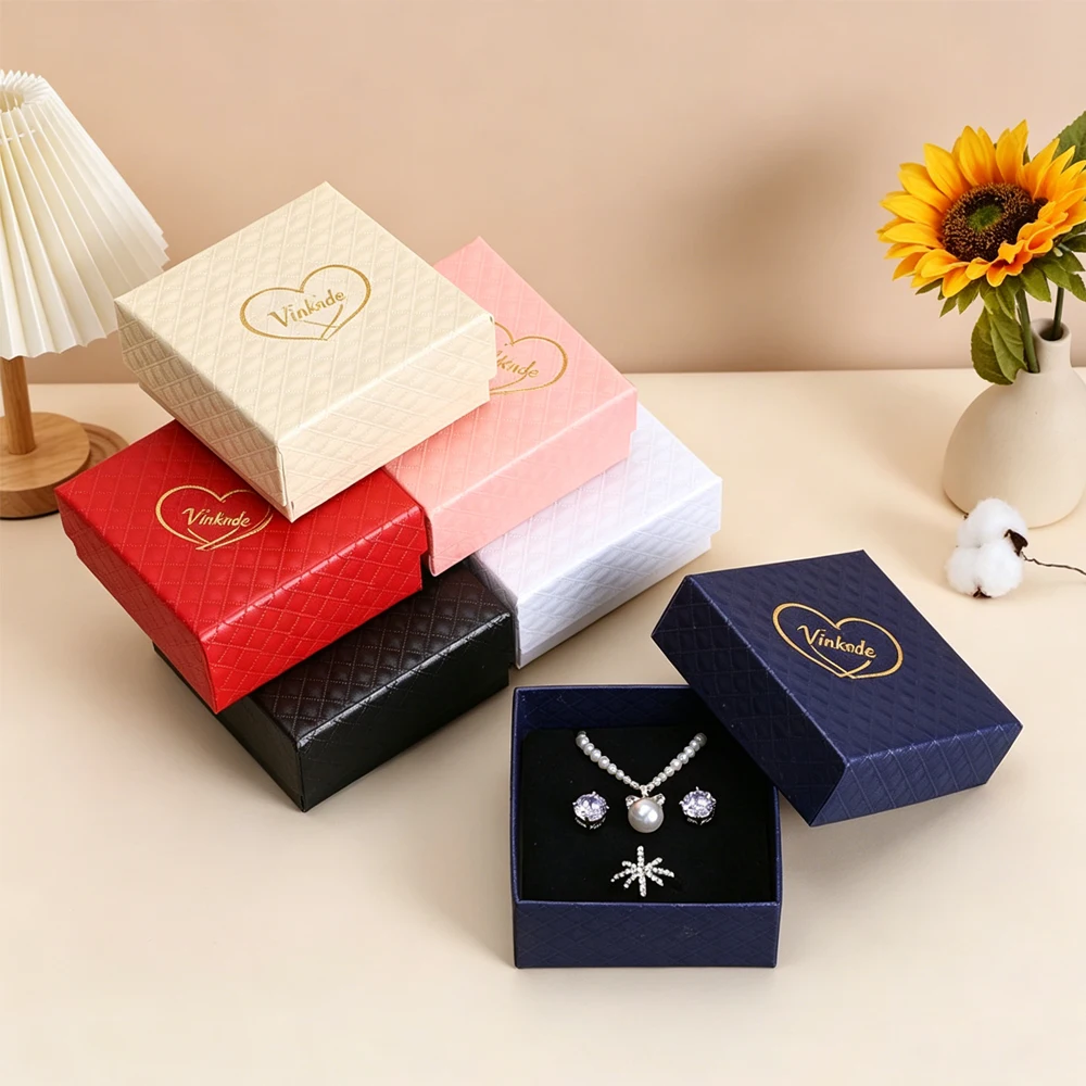 

24/50/100Pcs Custom Logo 7.5*7.5*3cm Square Jewelry Boxes for Women Necklace Bracelet Necklace Earrings Ring Premium Packing Box