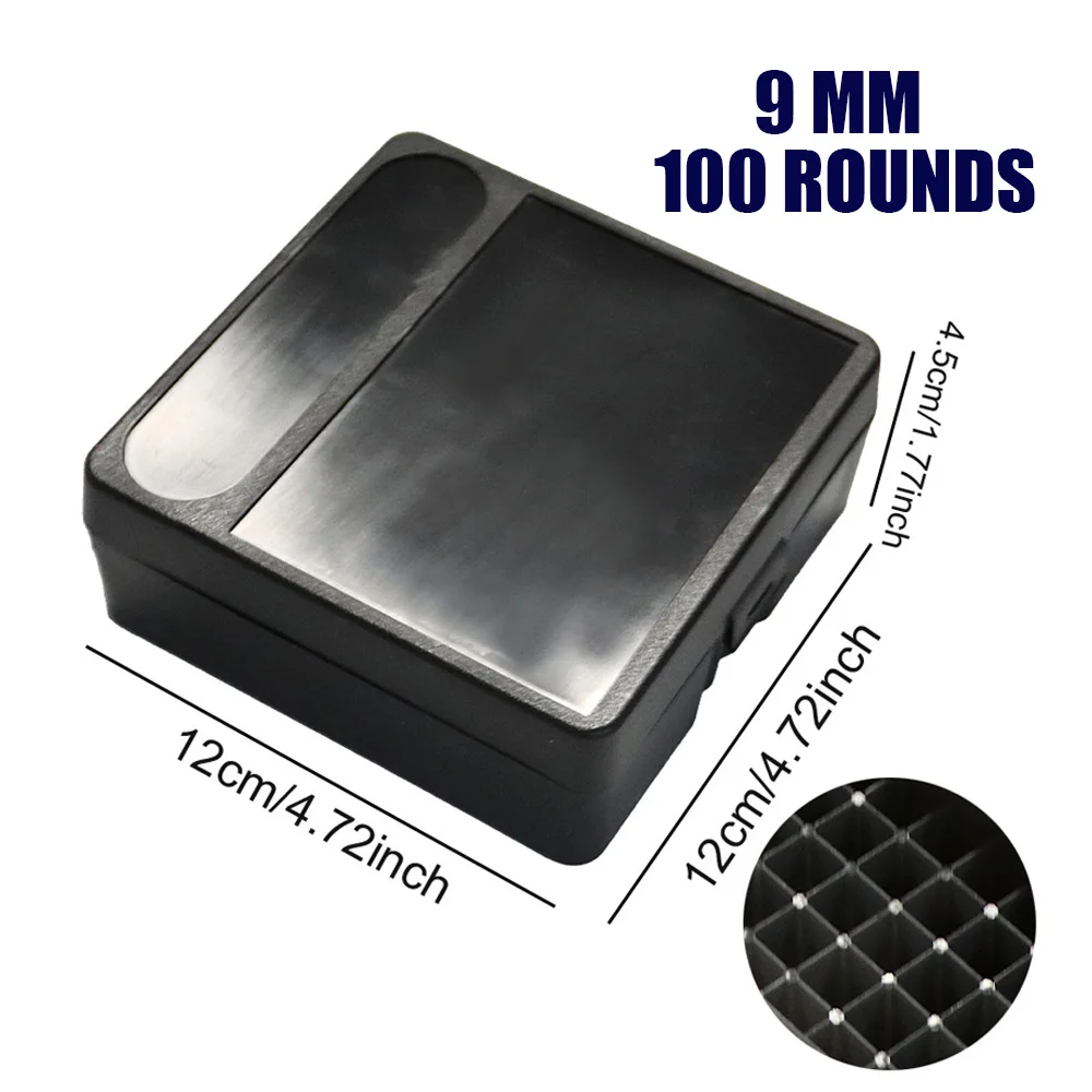Tactical Ammo Box 50/100 Rounds Bullets Can - 9mm Quick-Access Cartridge Case with Flip Lid for Shooting, Range Training​