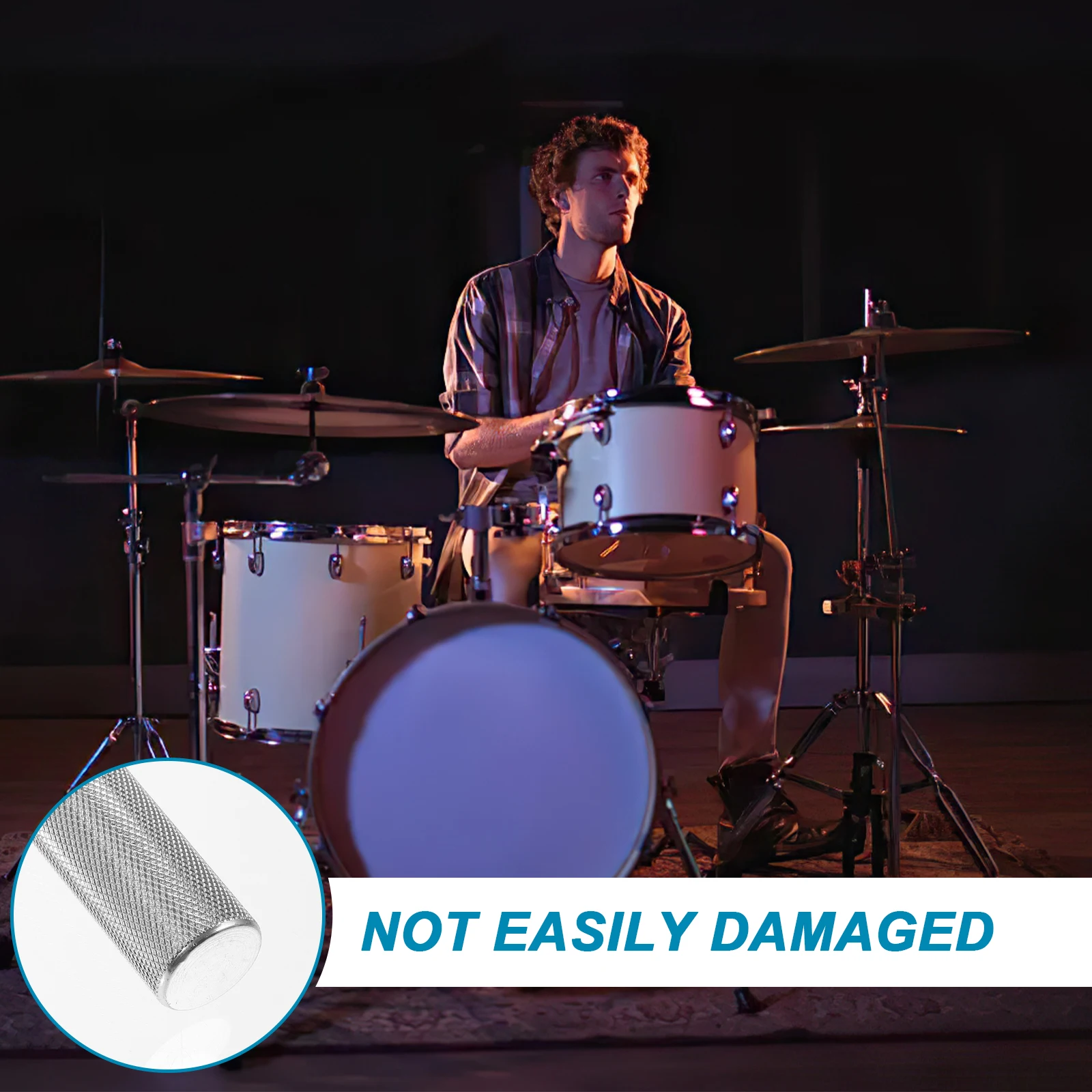 

Double Rod Expansion Rack for Cowbell Mounting Silver Sturdy Adjustable Drum Set Accessory Cowbell Holder Rod Drum Hardware