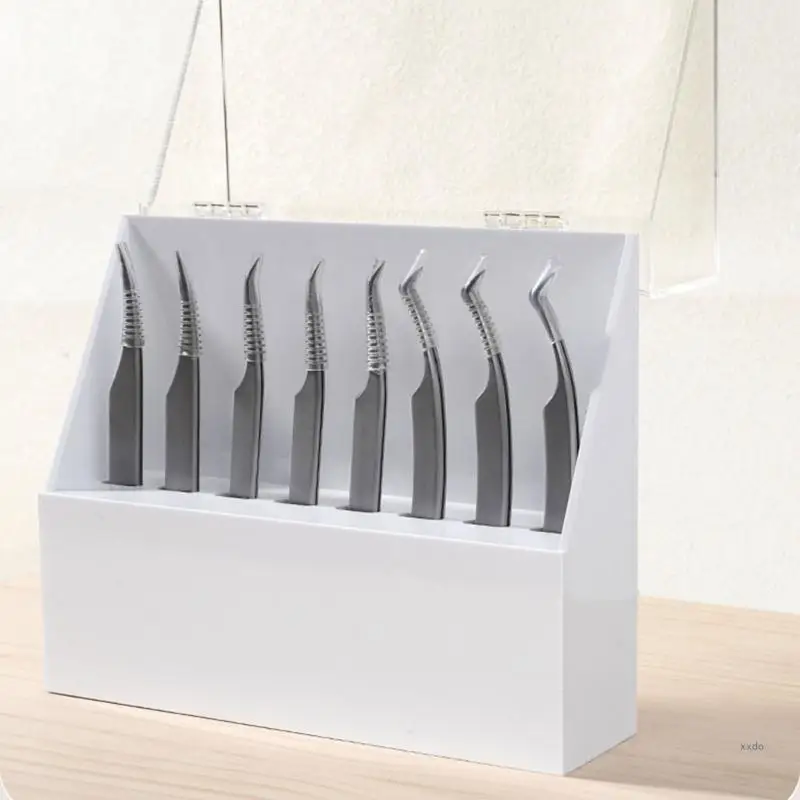 Space Saving Tweezer Display Case with Transparent Lids for Clean Organization Manicure Tweezer Display Compact Tweezer