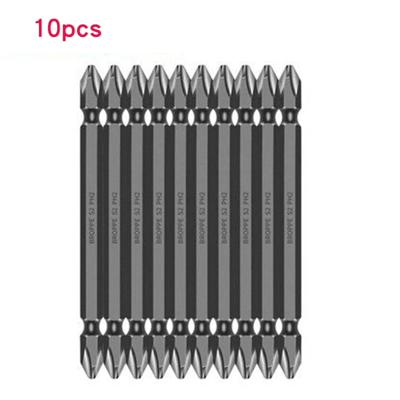 10 PCS Double-sided Electric Screwdriver Bit Set Tough Hex Shank Magnetic Cross Head Screw Driver Portable Universal