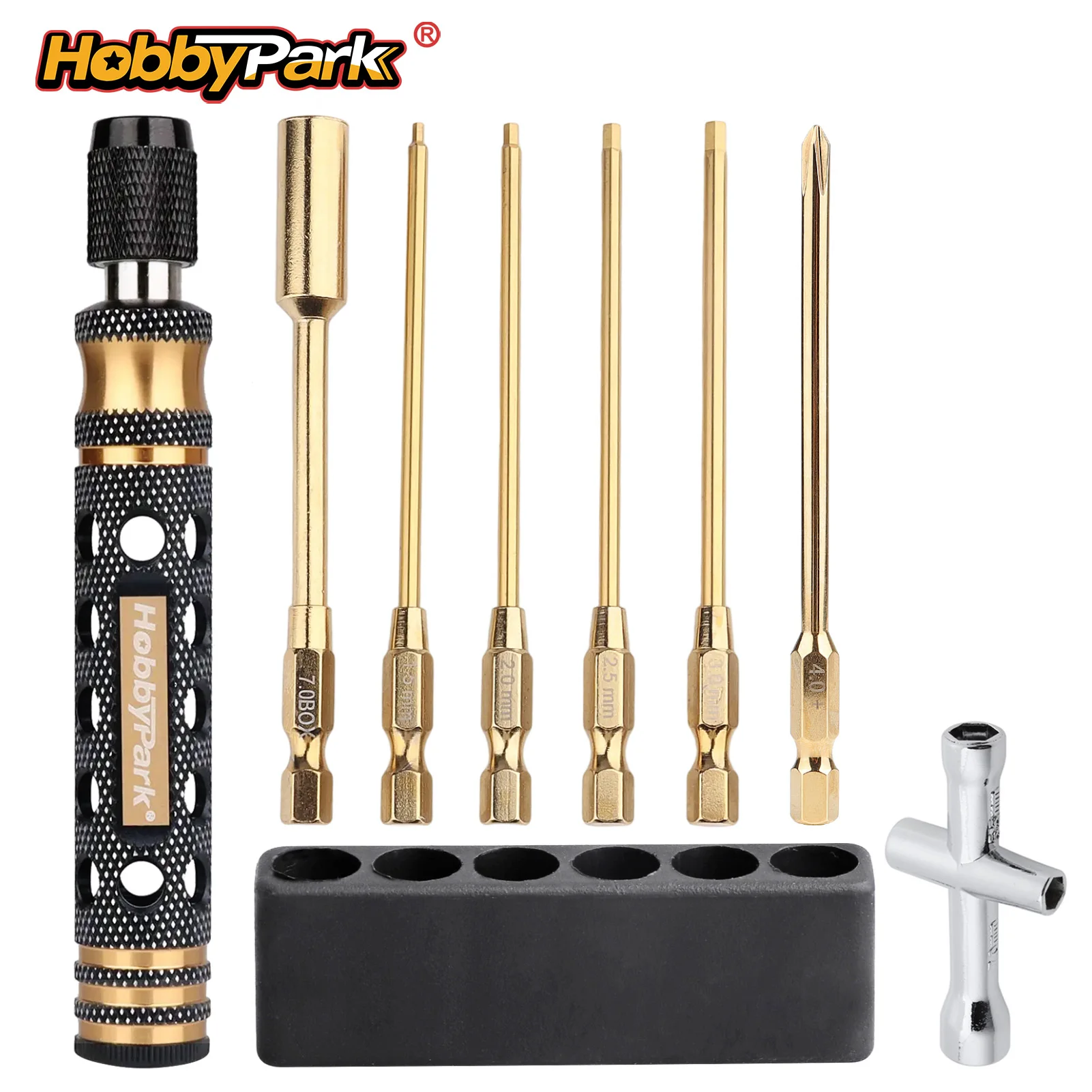 Hobbypark RC Hex Driver Screwdriver Set 1.5/2.0/2.5mm Hex Nut Driver Phillips Bit Wheel Wrench for RC Car Hobby Tool Kit 6 in 1
