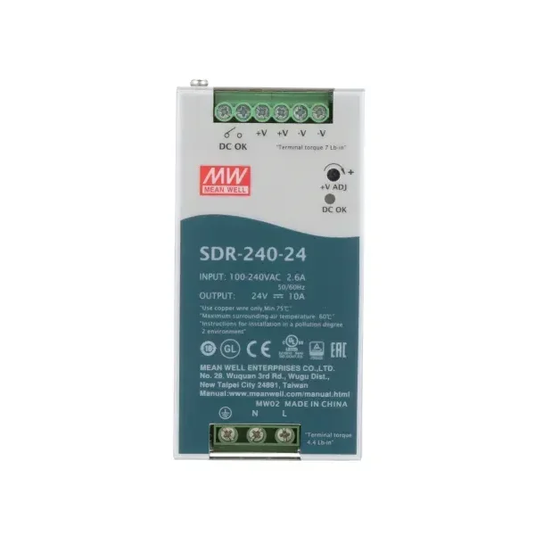 In Stock Original New Mean-Well SDR-240-24 Power Supply AC-DC 24V 10A 240W Enclosed PFC DIN Rail SDR Series Good Price