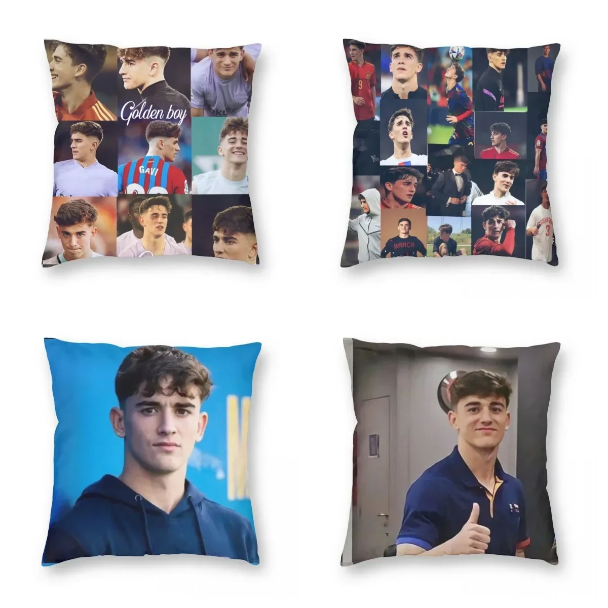 Funda de almohada de fútbol Pablo Gavi Sport España, funda de cojín estampada, decoraciones, funda de almohada, funda con cremallera para el hogar, 40x40cm