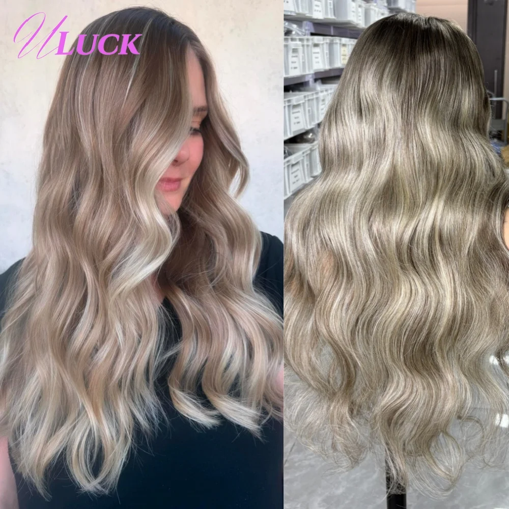 

Uluck 13x6 Lace Frontal Wig Ash Blonde Color 100% Brazilian Remy Human Hair Wigs Body Wave Wig With Natural Hairlines Wear To Go