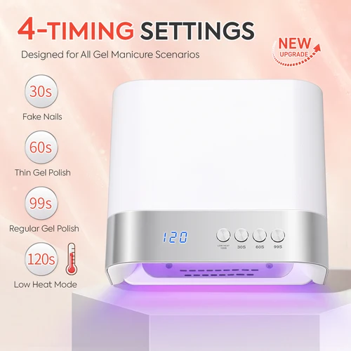 Imagen 2 del producto Lámpara LED UV para uñas de 168W, lámpara de secado de esmalte de Gel de 36LED con detección automática, 4 temporizadores, secador de uñas profesional, herramientas de salón de manicura
