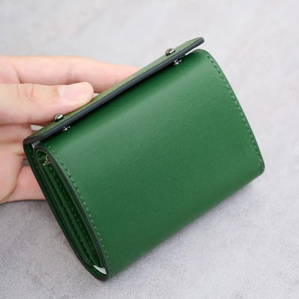 PU Leather Business Short Wallet Ultra-Thin Design Solid Color Tri-fold Card Holder Snap Closure Multi-slot Design Coin Purse