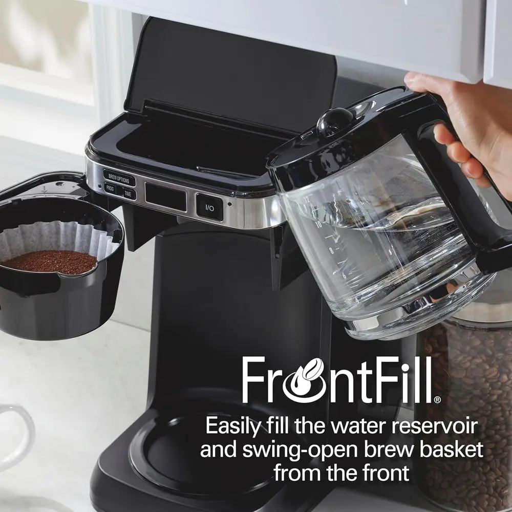 12 Cup Programmable Drip Coffee Maker | Regular & Bold Brew Options | Auto Pause and Pour | Glass Carafe | Black with Stainless